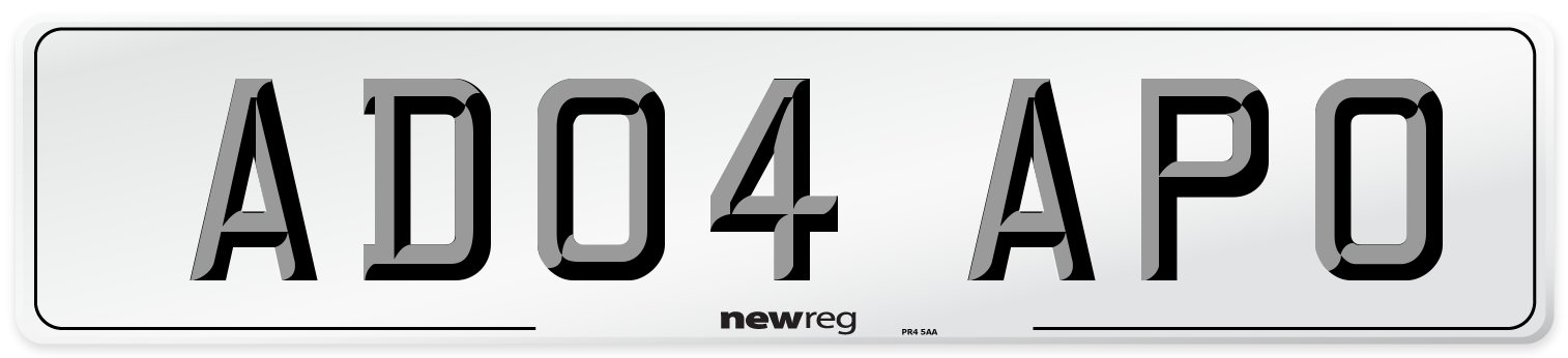 AD04 APO Number Plate from New Reg